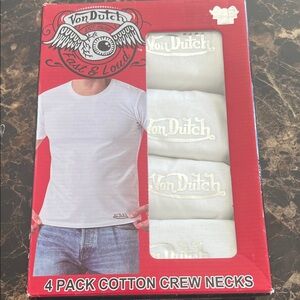 Von Dutch White Cotton Crew Neck T-Shirts - 4 Pack